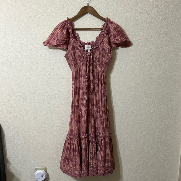 Cleobella | Ashlyn Batik Print Tie Front Midi Dress XS - Picture 2 of 7